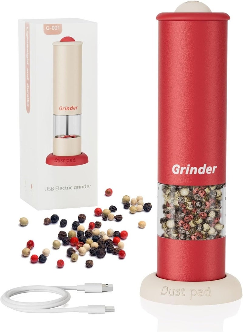 Joybos Rechargeable Electric Pepper Grinder - Barbecue Seasoning Mill Gadget, Adjustable Coarseness Ceramic Burr, Pure Copper Motor, One-Hand Use, Wireless Type-C, with Base, Stainless Steel + Silicone, Ideal for Kitchen, BBQ, Camping, Restaurant, Gift Giving - Image 1